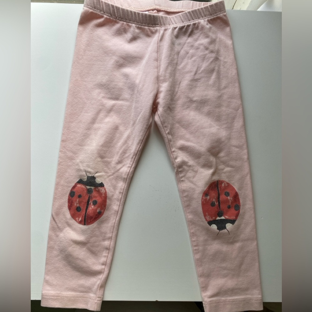 Tea Collection Pink Leggings with Red Ladybug Knee Patches / Size 3 / VGUC